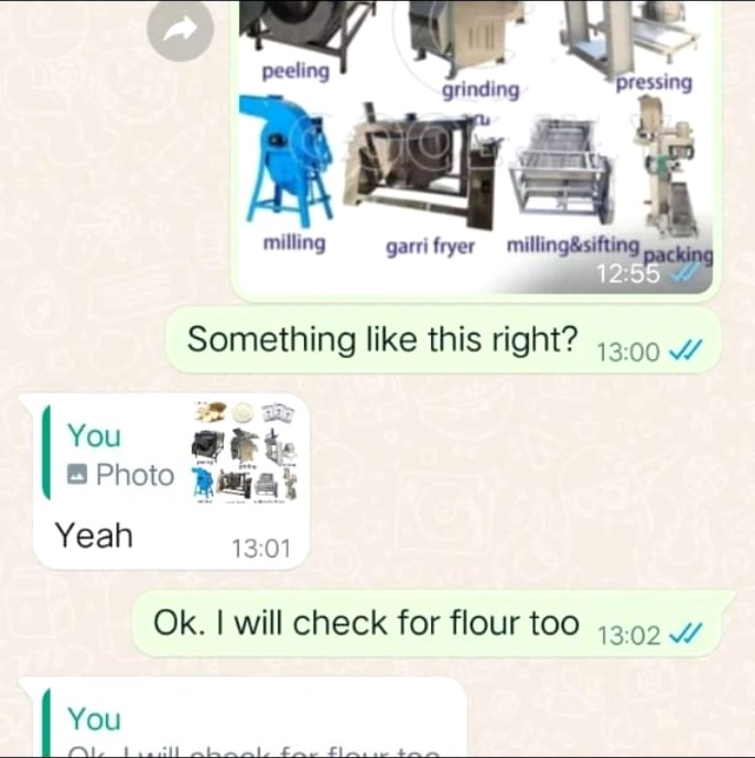 Processing machinery specification discussion with a supplier